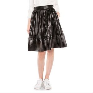 Maje James Coates mesh striped flare midi skirt